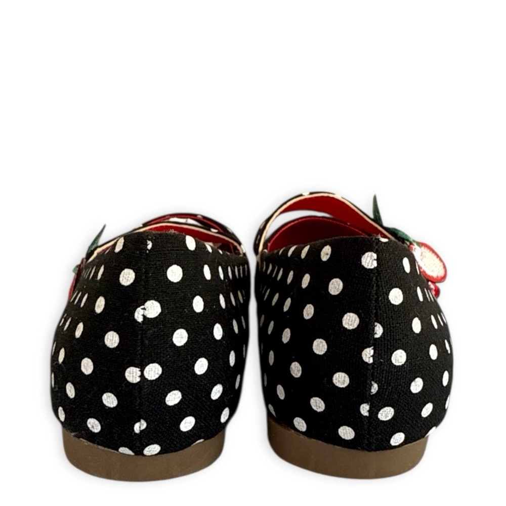 LULU HUN 50s Sally Cherry Polka Flats in Black - Picture 12 of 16